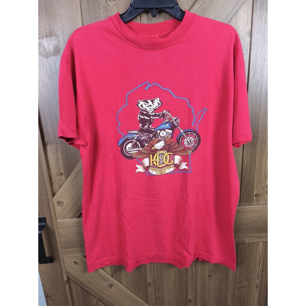 Vintage 1992 Harley Davidson HOG Rally T Shirt Wisconsin State XL USA